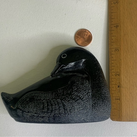 Aardik Collection Carved Black Soapstone Loon/Duck Bird Vintage 1972 Canada 4.25 - Picture 14 of 15